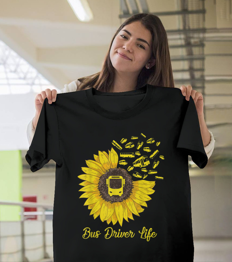 Bus Driver Life Sunflower Hippie Bus T-Shirt