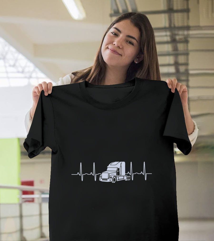 Truck Driver Pulse Big Rig Trucking Heartbeat T-Shirt
