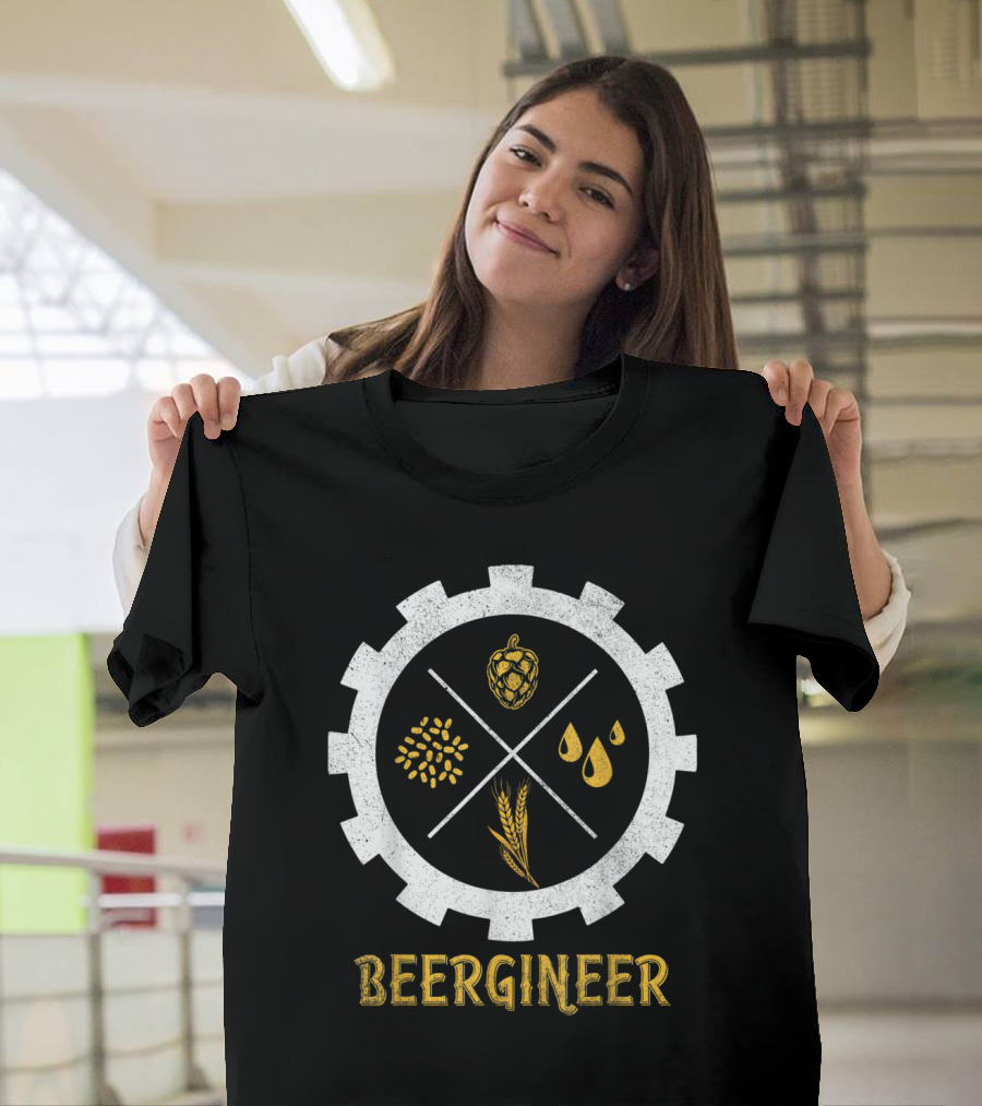 Beergineer Gear Hops Barley Wheat Craft Beer Brewing T-Shirt