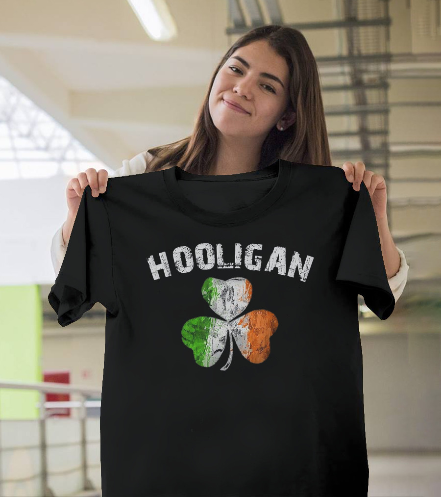 Hooligan Shamrock Irish Flag St Patrick's Day Lover T-Shirt