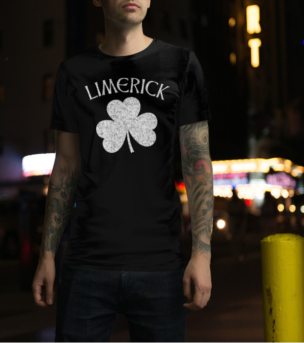 Limerick Distressed Shamrock White T-Shirt