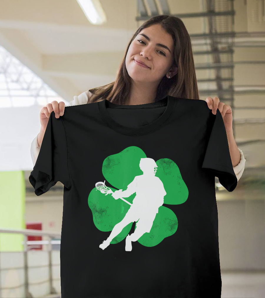 St Patrick's Day Irish Lacrosse Lover Clover T-Shirt