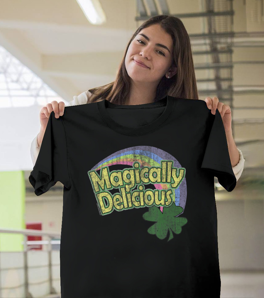 Magically Delicious Rainbow Shamrock 80s T-Shirt