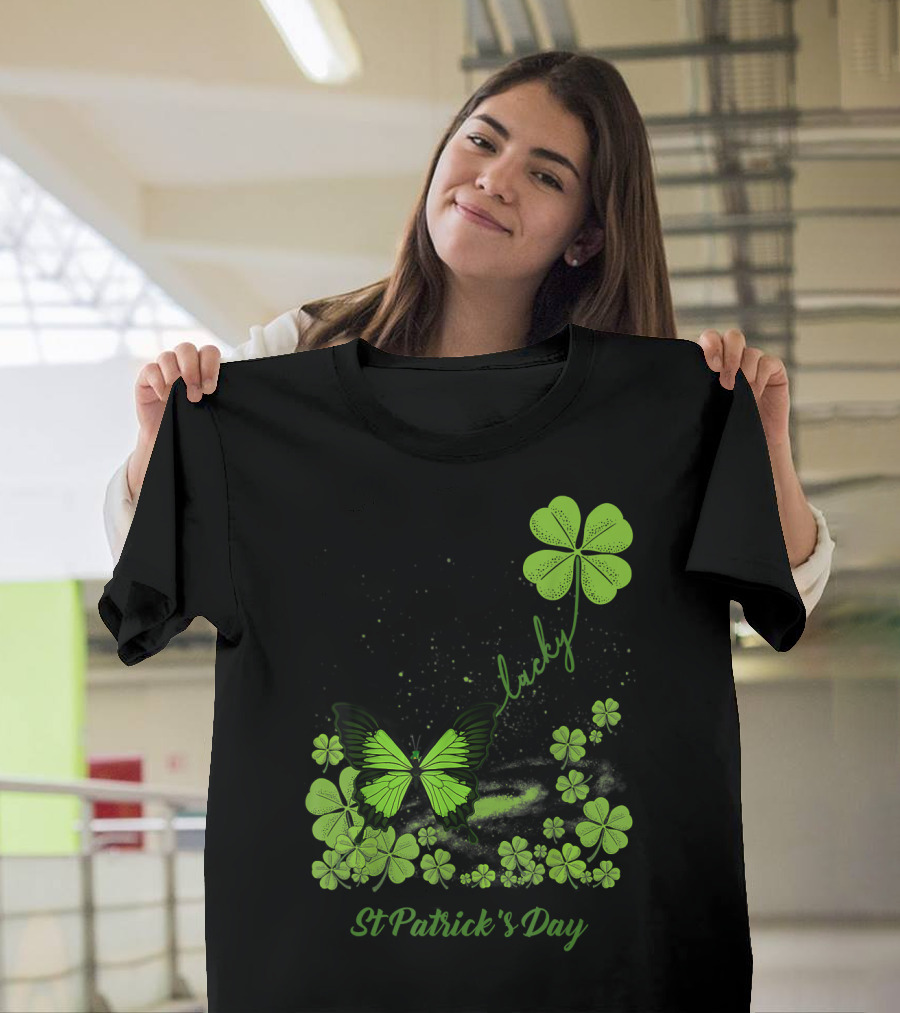 Lucky Butterfly Shamrock St Patrick's Day T-Shirt