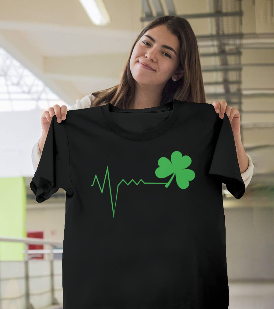 St. Patrick's Day Ireland Clover Heartbeat T-Shirt