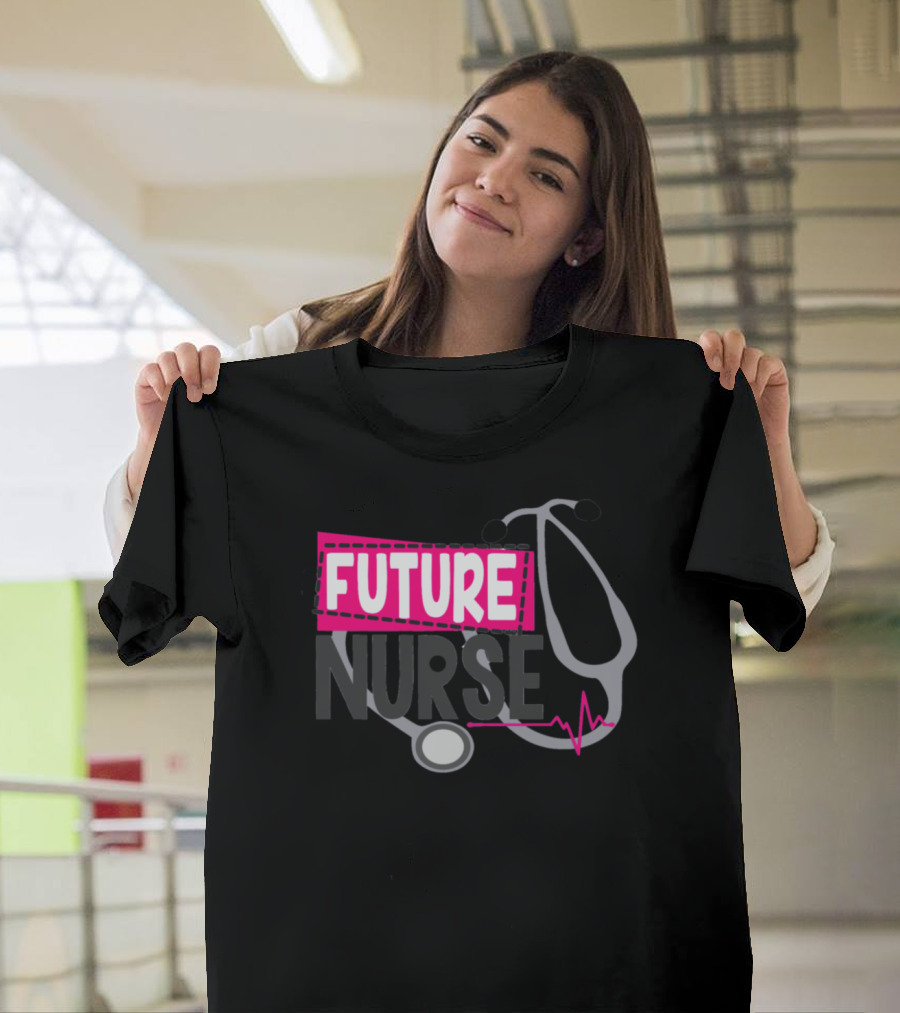 Future Nurse with Stethoscope and Heartbeat T-Shirt
