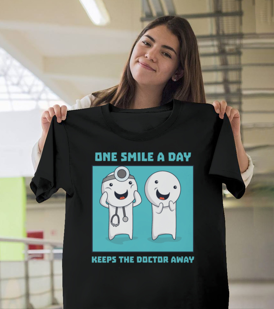 One Smile a Day Keeps the Doctor Away Cartoon Characters T-Shirt