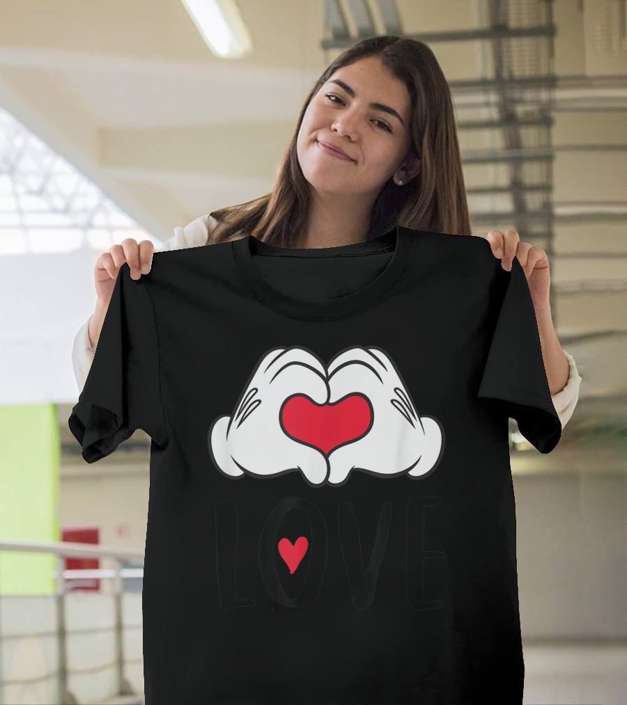 Mickey and Minnie Mouse Heart Hands Love T-Shirt