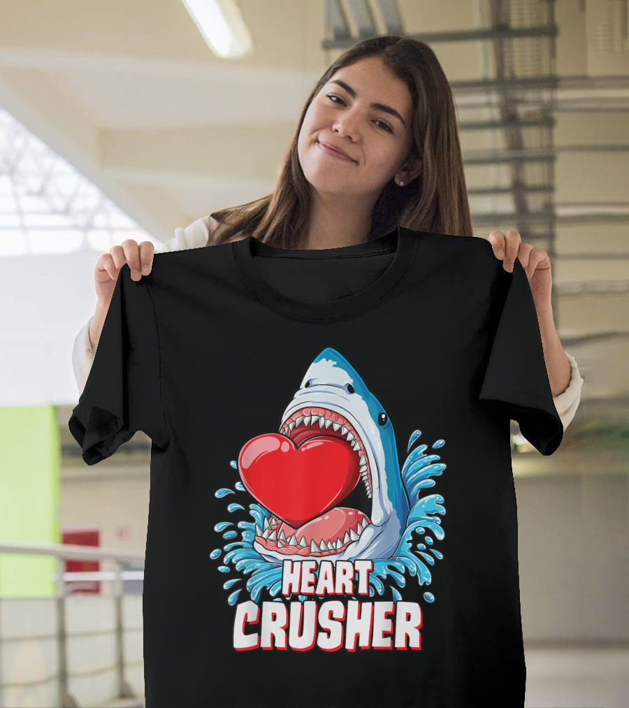 Valentine Heart Crusher Shark with Splashing Water T-Shirt