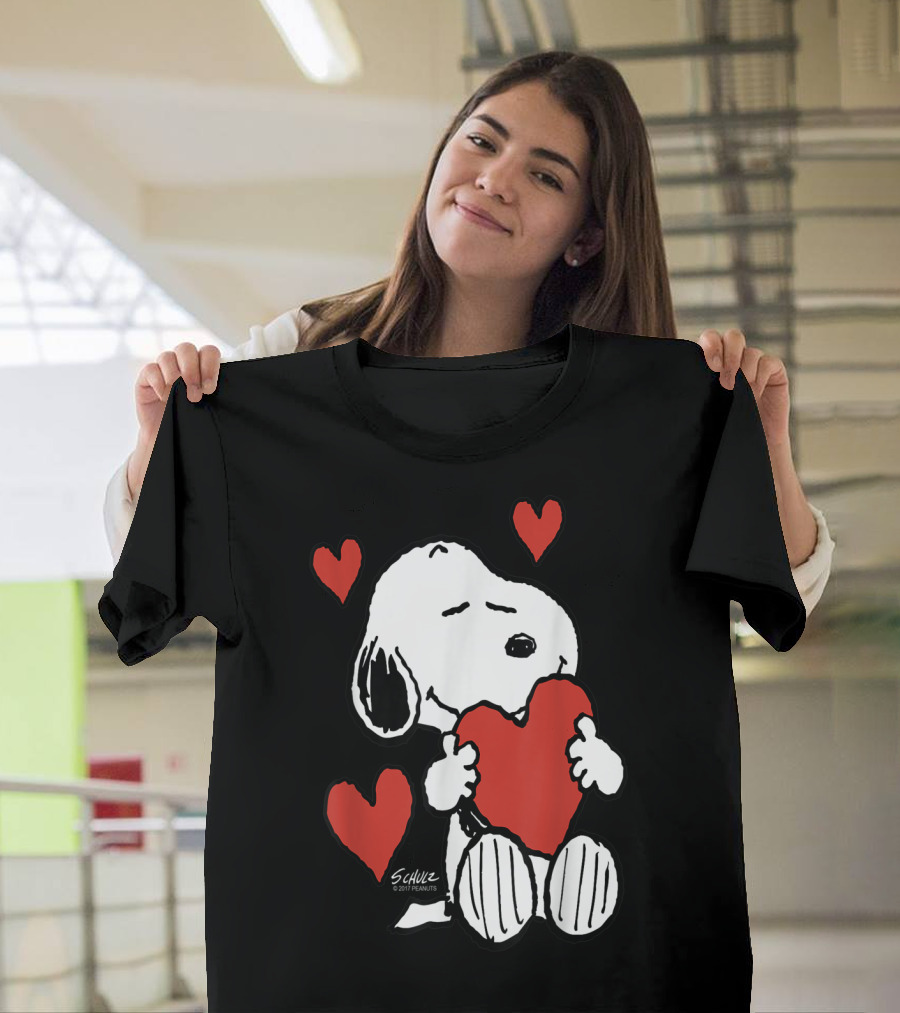 Peanuts Snoopy Holding Love Hearts by Schulz T-Shirt