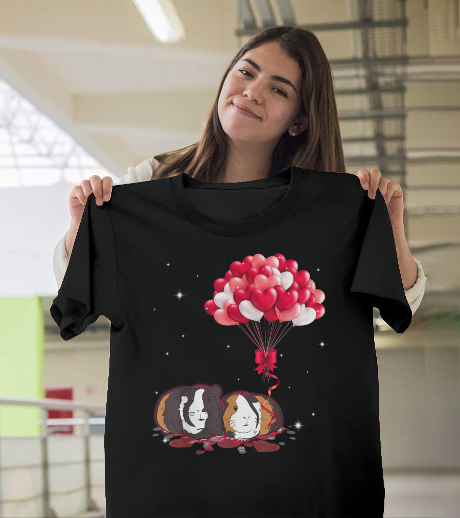 Valentines Day Guinea Pig Heart Balloons T-Shirt