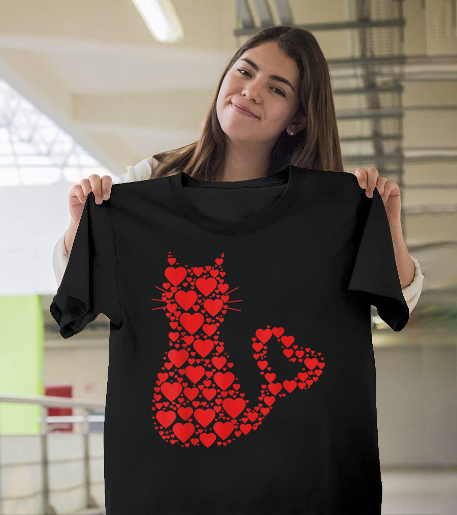 Cat Valentine Day A Lot of Heart Cat Lover T-Shirt