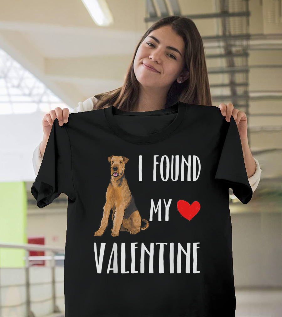 I Found My Heart Valentine Airedale Terrier Dog T-Shirt