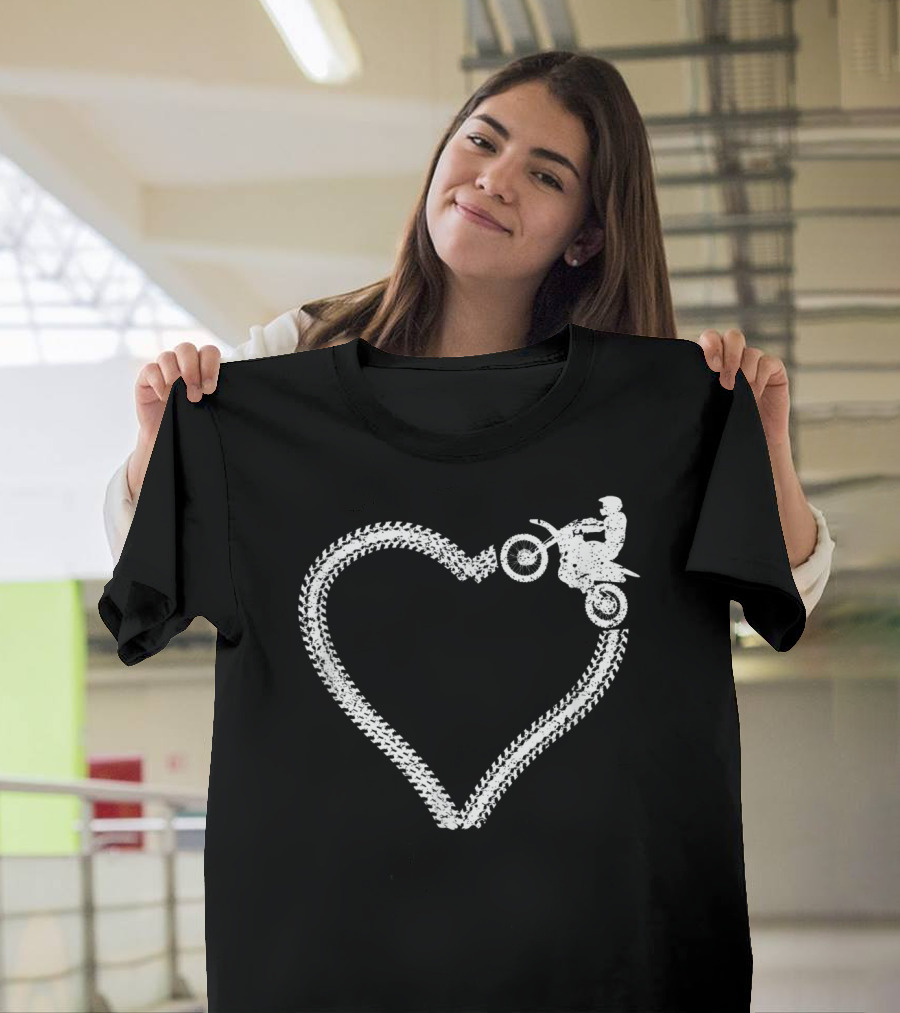 Love Motocross Dirt Bike Heart Valentine Day T-Shirt