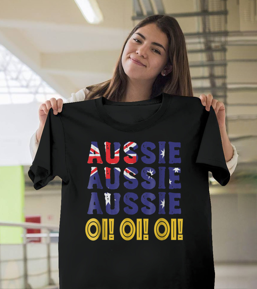 Aussie Aussie Aussie Oi Oi Australia Flag Colors and Stars T-Shirt