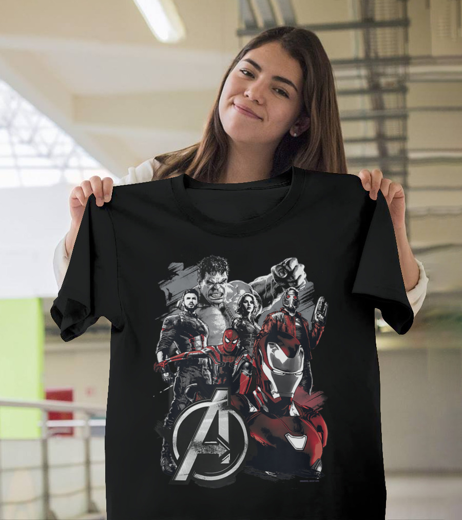 Marvel Avengers Iron Man Spider-Man Guardians Hulk Black Widow两 T-Shirt