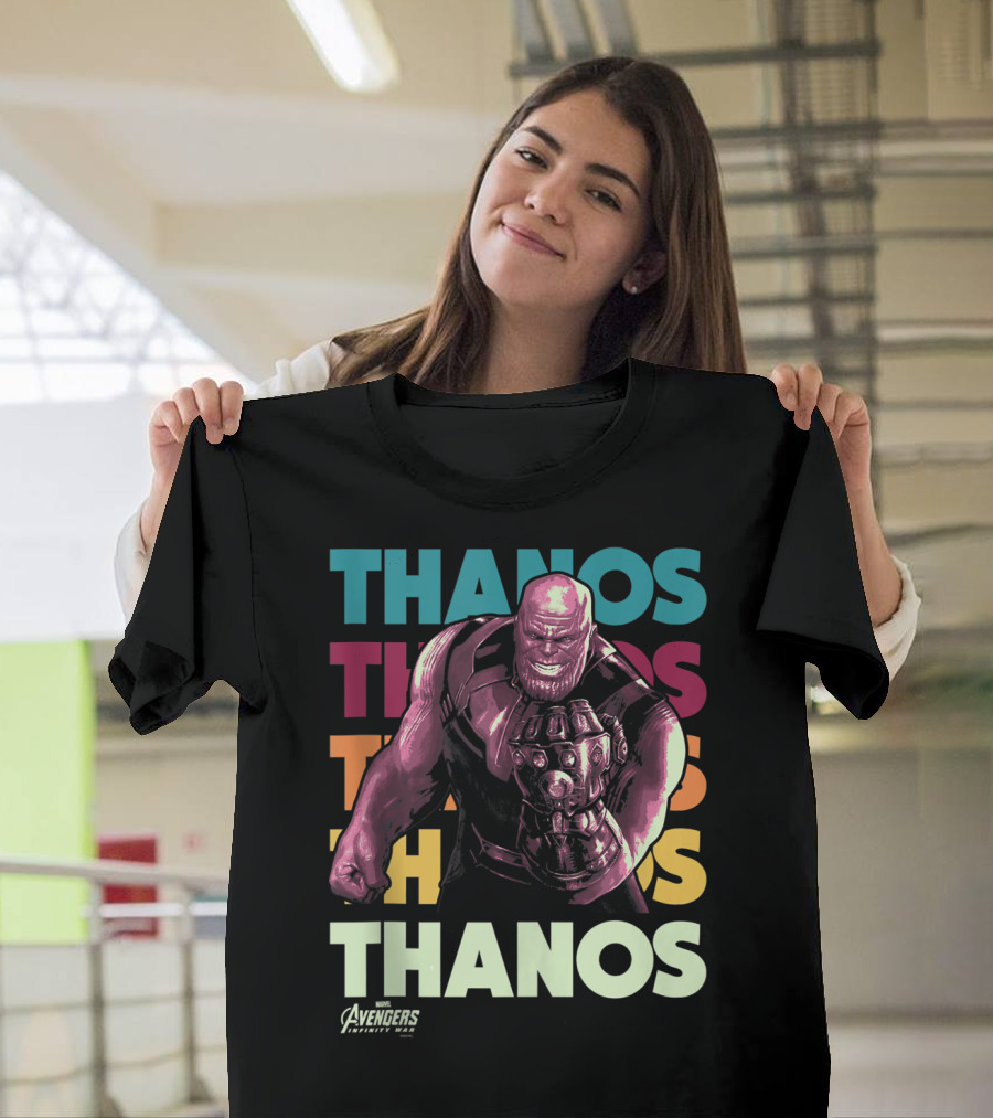 Marvel Avengers Infinity War Thanos Power Stacked Name T-Shirt