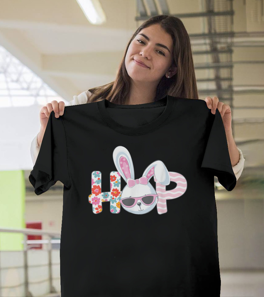 Easter Bunny Hop Floral Pink Sunglasses T-Shirt
