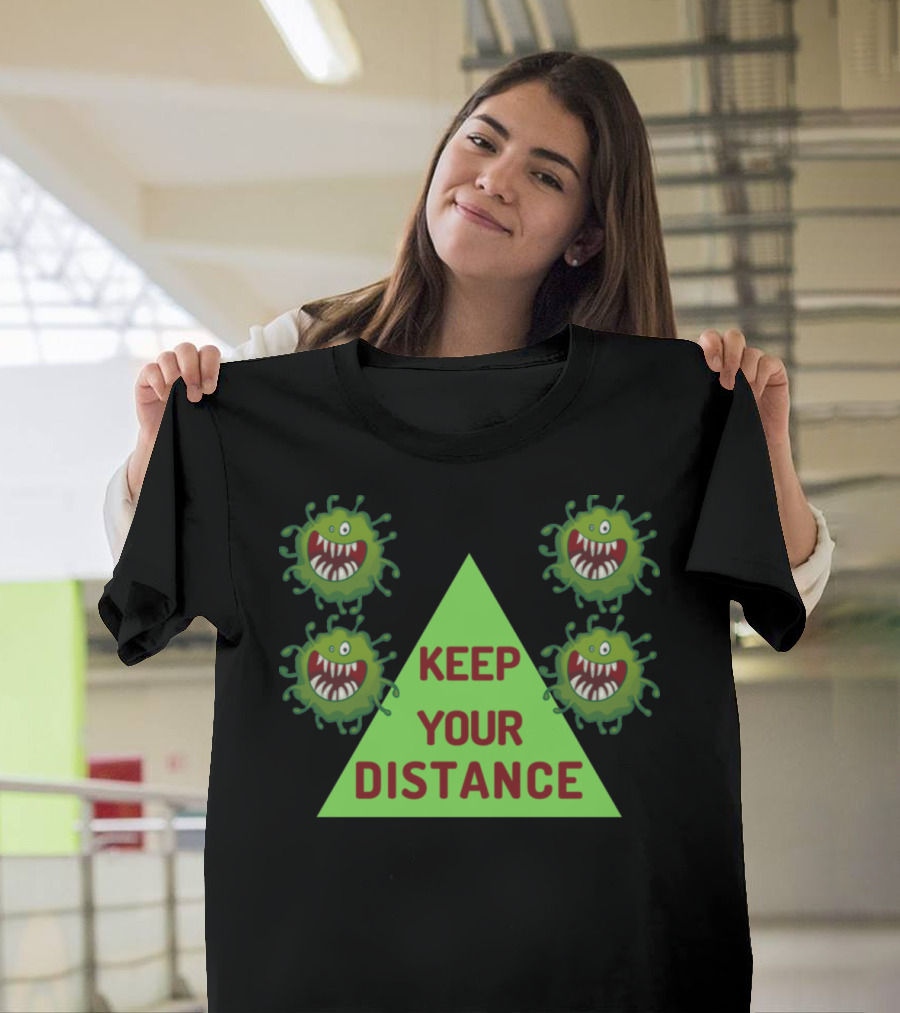 Keep Your Distance Green Virus Triangle T-Shirt