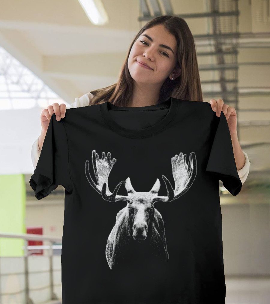 Moose Silhouette Monochrome Art Bull Moose T-Shirt