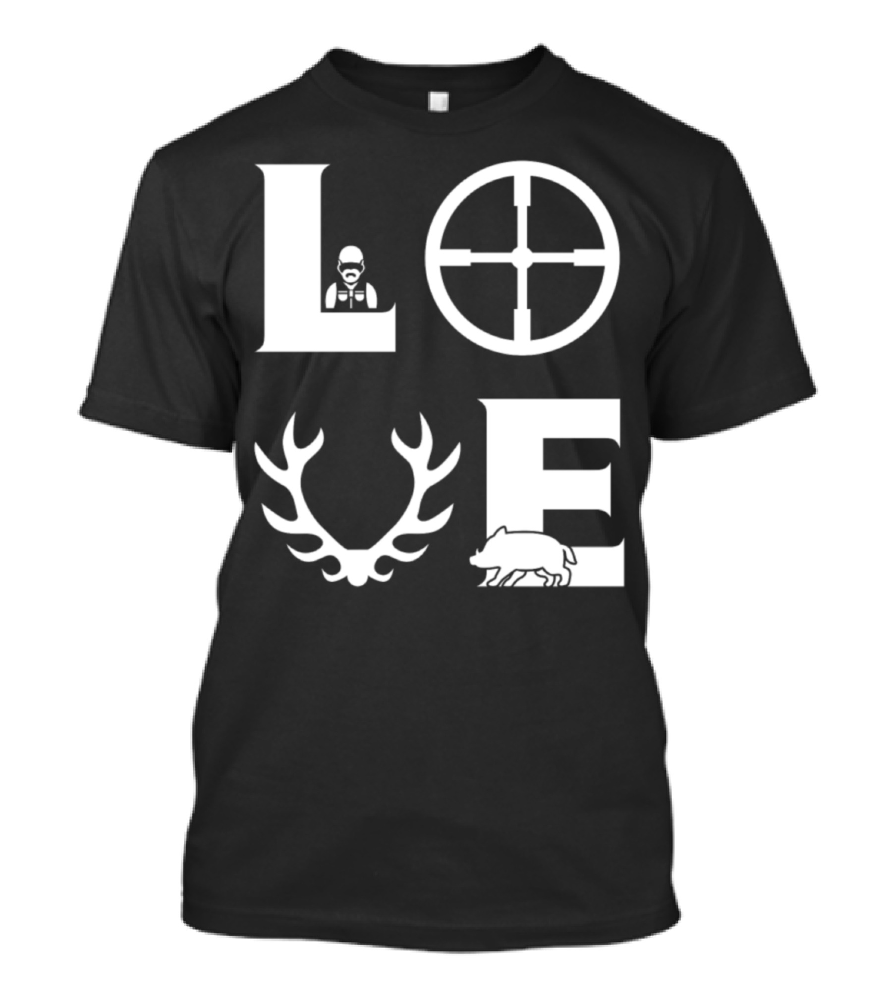 LOVE Hunting Scope Deer Antlers Wild Boar T-Shirt