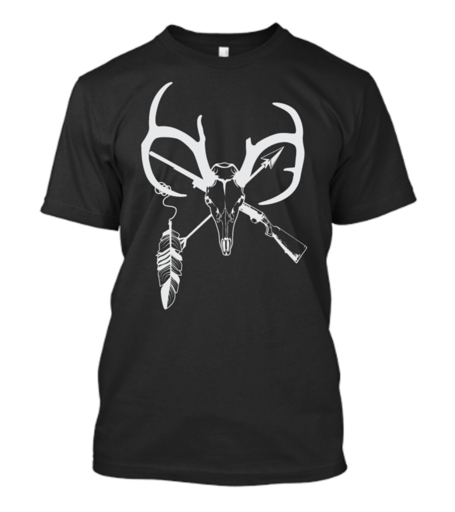 West Deer Hunting Skull Feather Bow Weapon USA T-Shirt