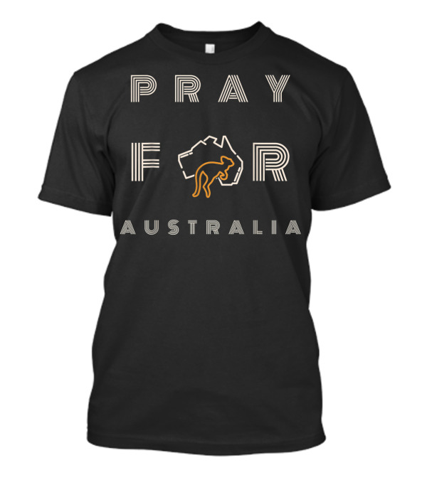 Pray For Australia Animal Rescue Kangaroo Outline Extinction Awareness T-Shirt