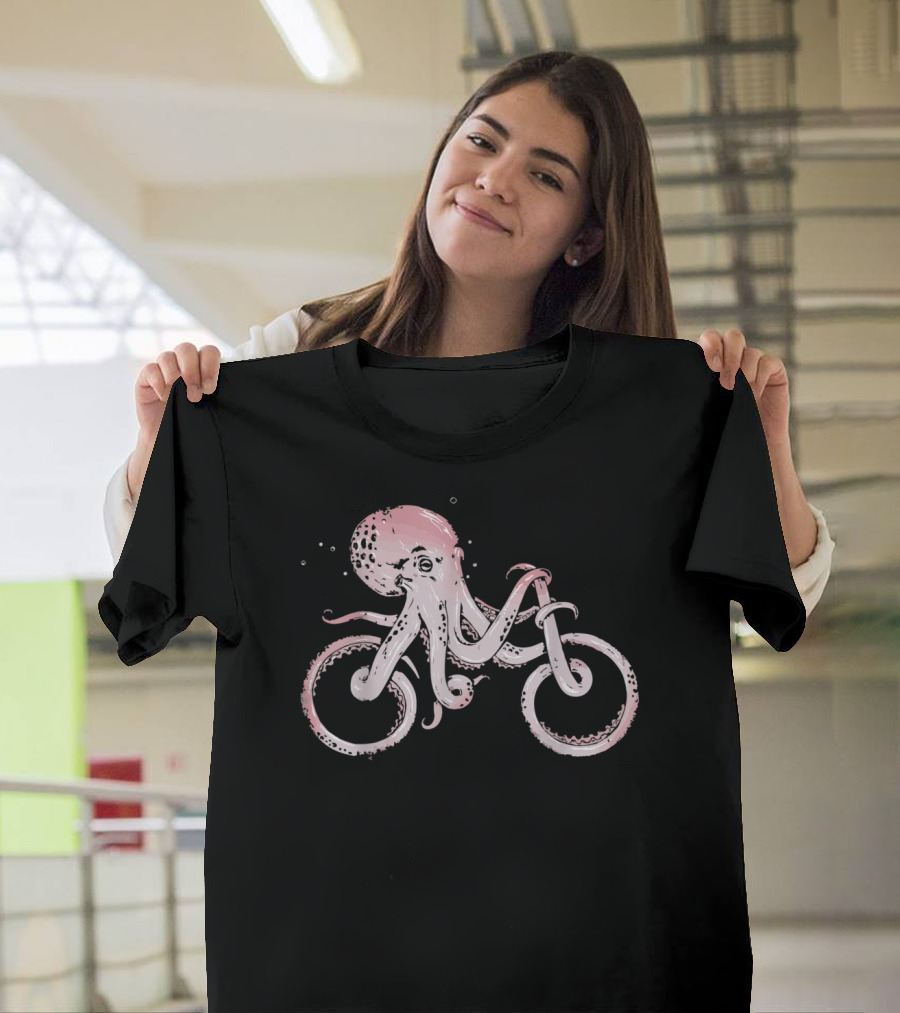 Hot Biker Squid Tentacled Bike Rider T-Shirt