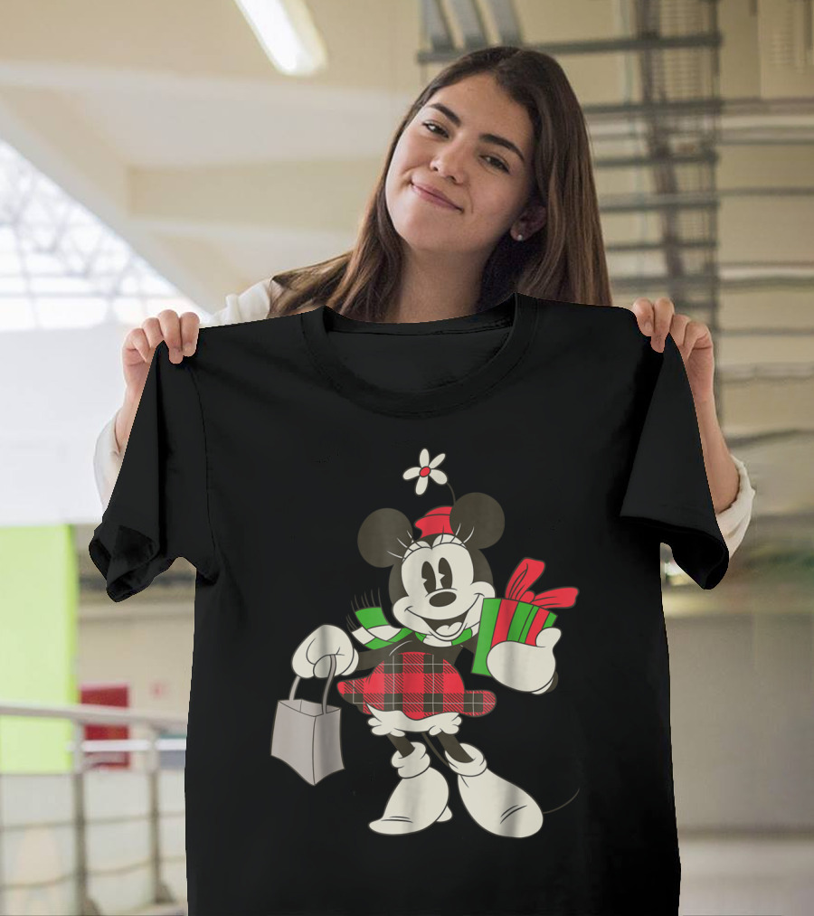 Vintage Disney Minnie Mouse Retro Plaid Holiday Gift Bag T-Shirt