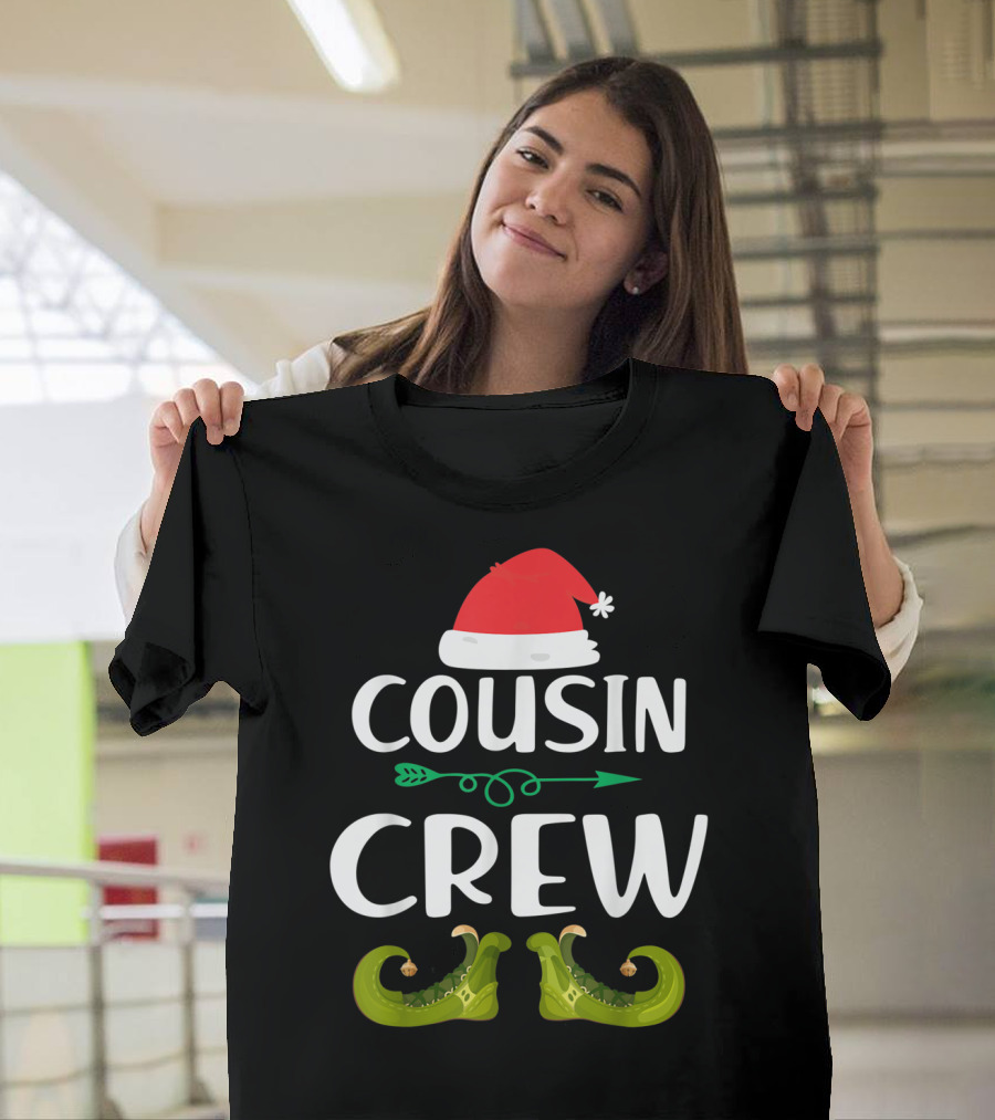Cousin Crew Santa Hat and Elf Shoes Holiday Family T-Shirt
