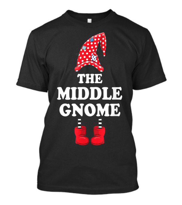 The Middle Gnome Matching Family Group Red Polka Dot Hat And Boots T-Shirt