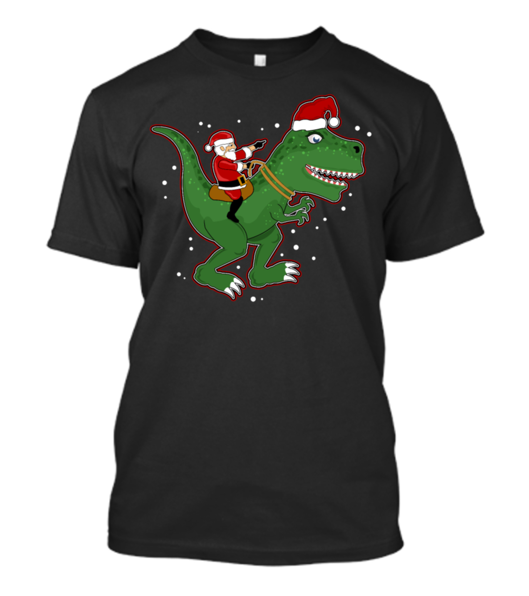 Santa Claus Riding Christmas Dinosaur T-Rex With Santa Hat T-Shirt
