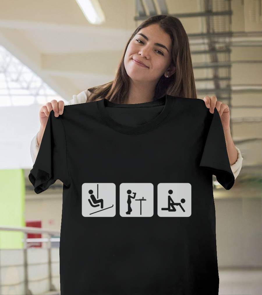 Après Ski Triathlon Funny Icons Drinking and Relaxing T-Shirt