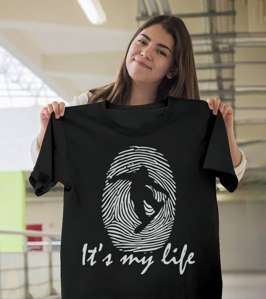 It's My Life Snowboarder Fingerprint T-Shirt