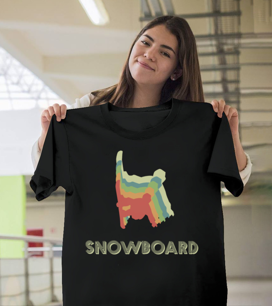 Snowboarder Snowboard Retro Rainbow Boarding T-Shirt