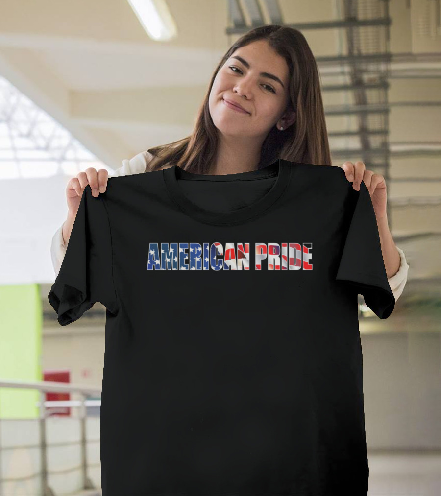 American Pride Flag Inspired Text T-Shirt