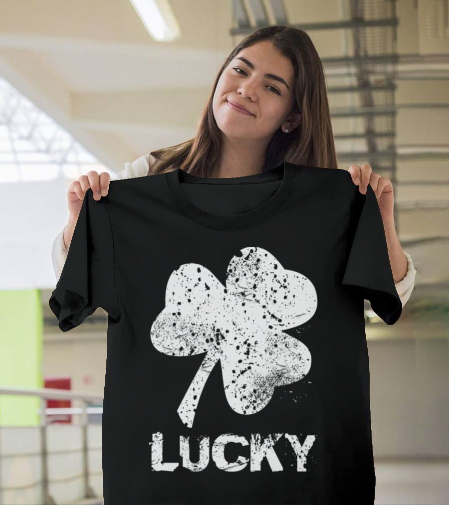Lucky Distressed Shamrock Vintage T-Shirt