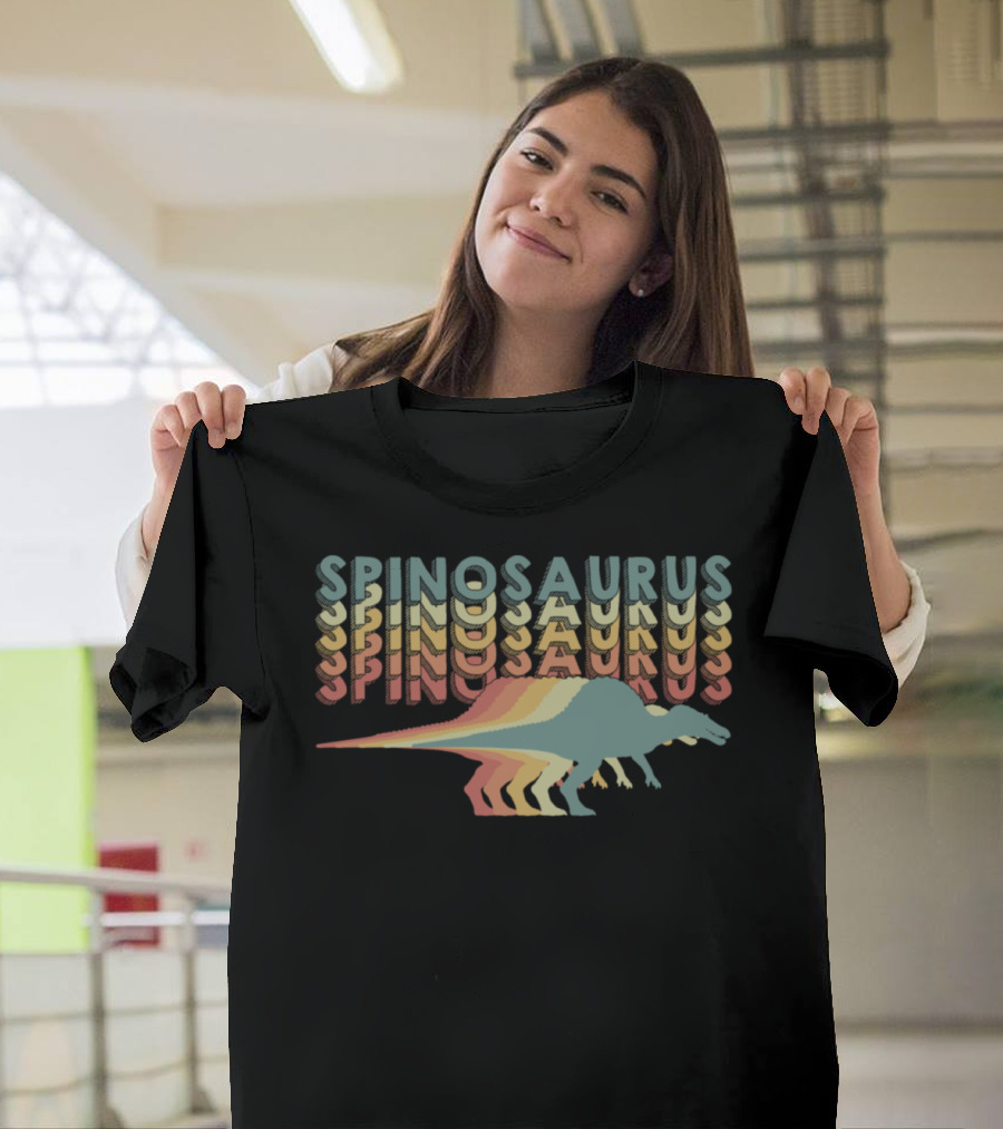 Spinosaurus Vintage Dinosaur Colorful Retro T-Shirt