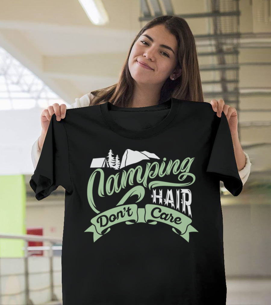 Camping Hair Don't Care Vintage Mountain Pine Tent T-Shirt