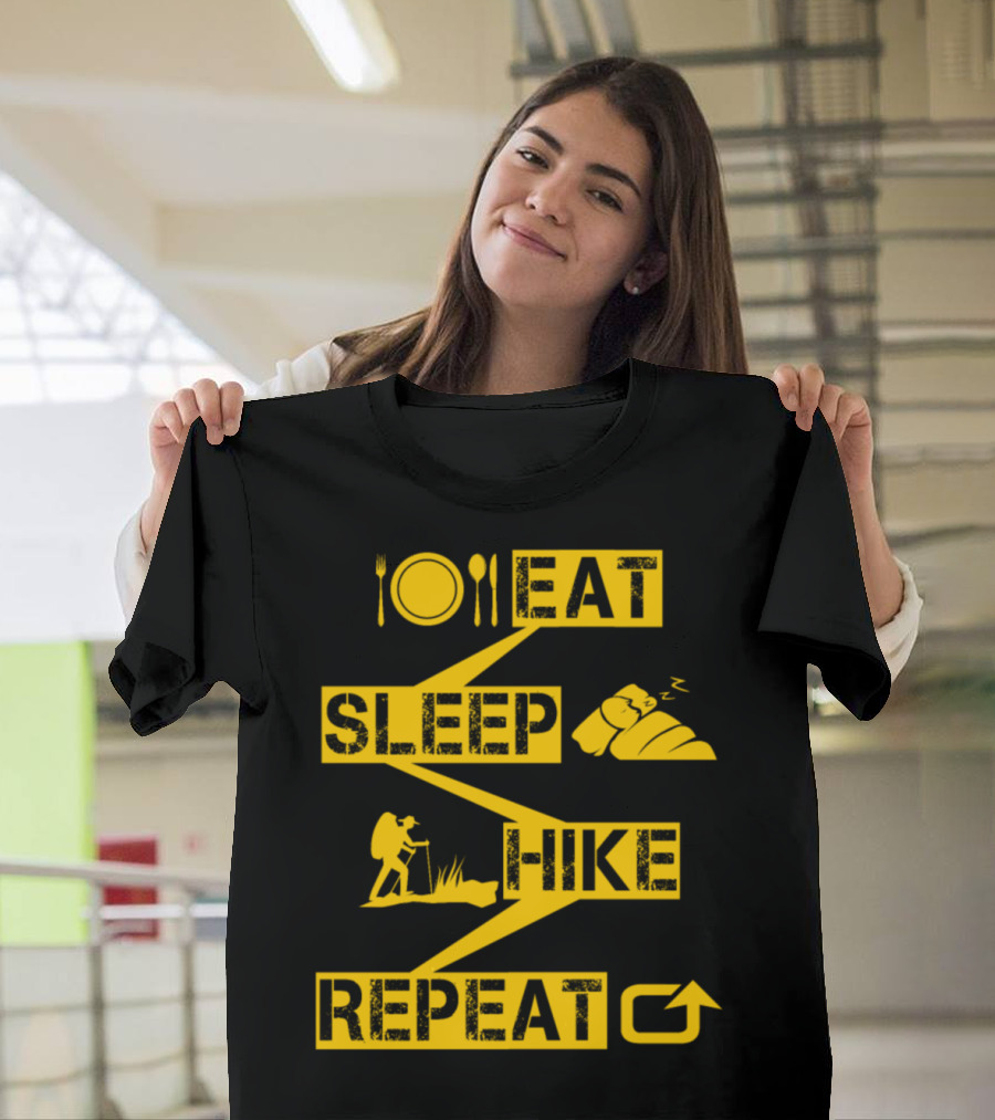 Eat Sleep Hike Repeat Adventure Motivation Icons T-Shirt