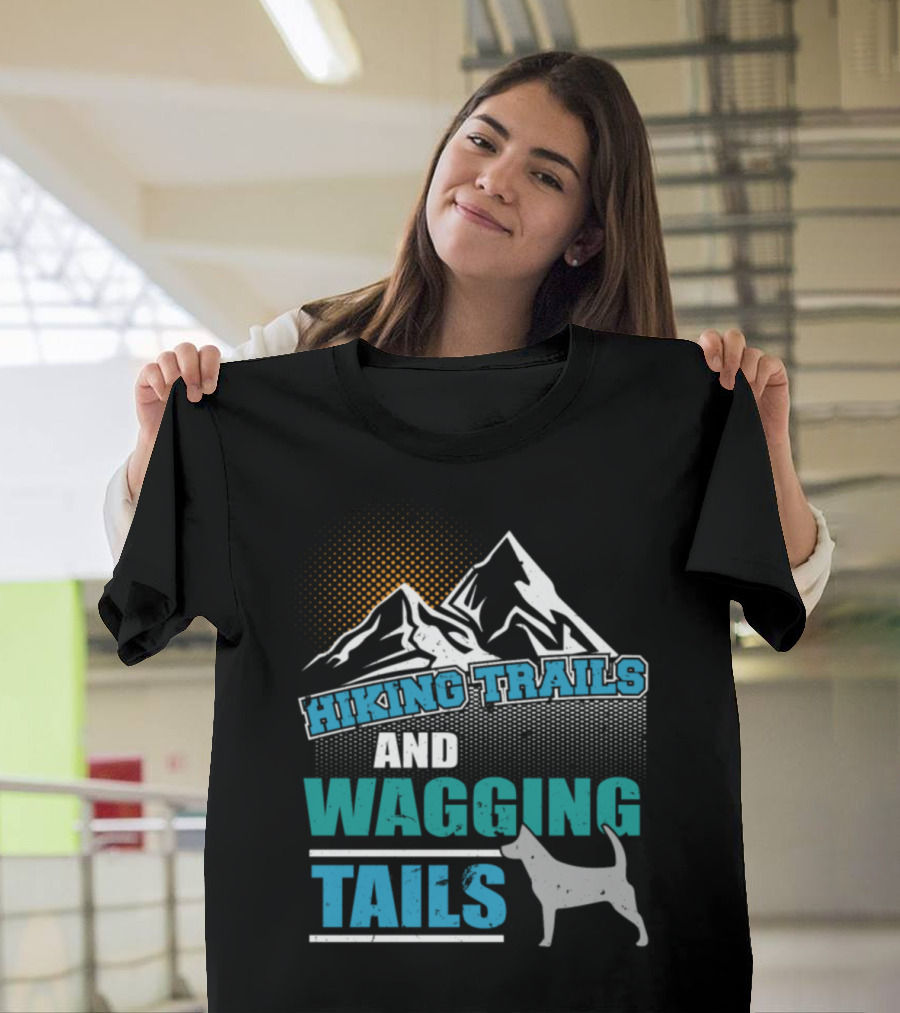 Hiking Trails and Wagging Tails Mountain Adventure Dog T-Shirt