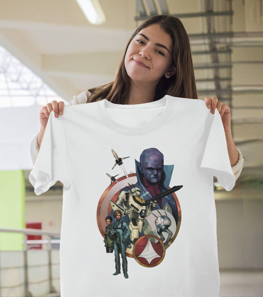 Robotech RBT Roy Fokker Lisa Hunter Zentraedi Logo Battle T-Shirt
