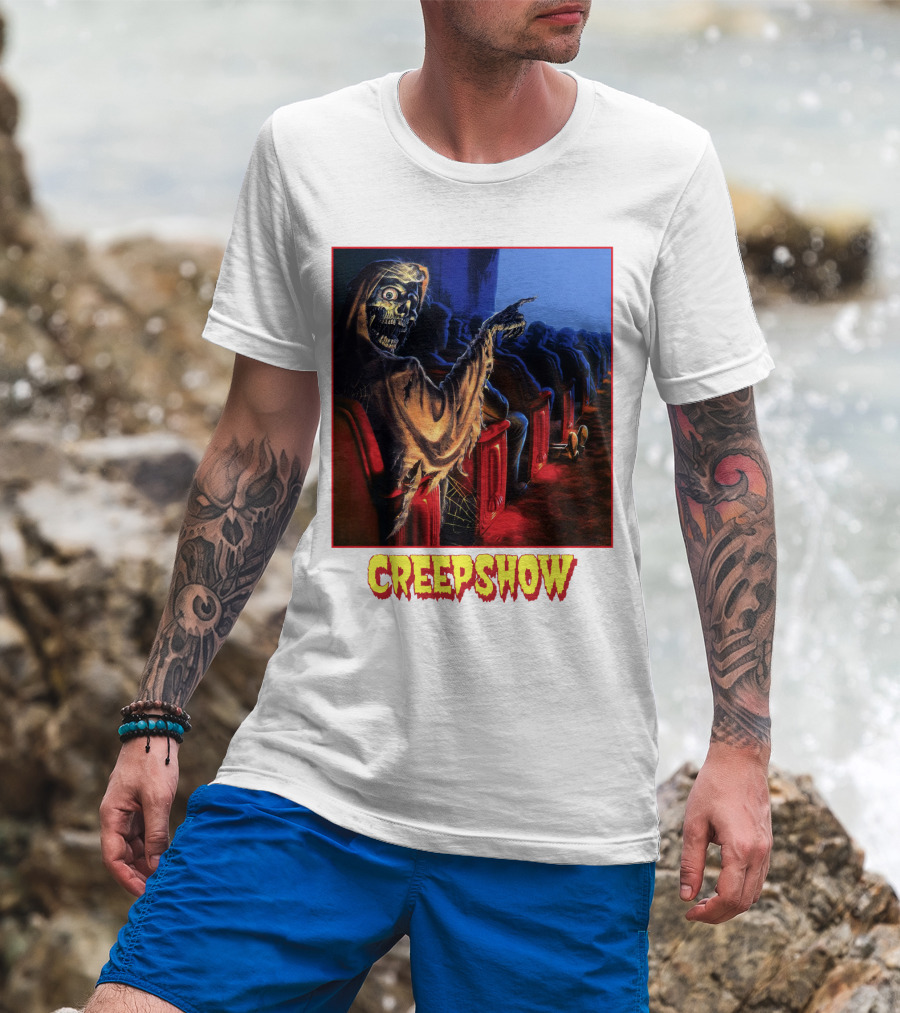 Creepshow Skeleton Ushers Menacing Audience In Theater Scene T-Shirt