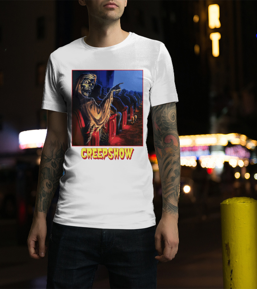 Creepshow Skeleton Ushers Menacing Audience In Theater Scene T-Shirt