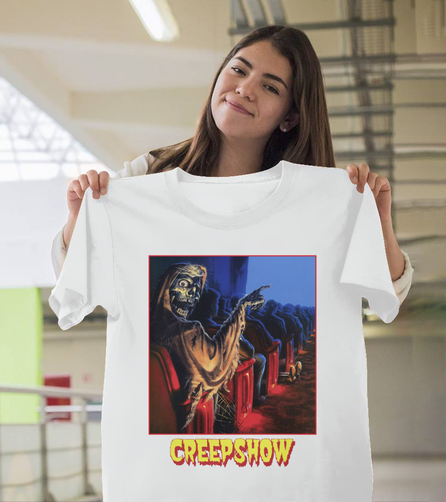 Creepshow Skeleton Ushers Menacing Audience In Theater Scene T-Shirt