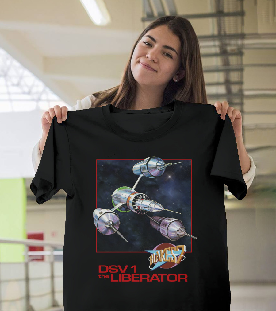 Blake's 7 DSV1 The Liberator Spacecraft in Outer Space T-Shirt