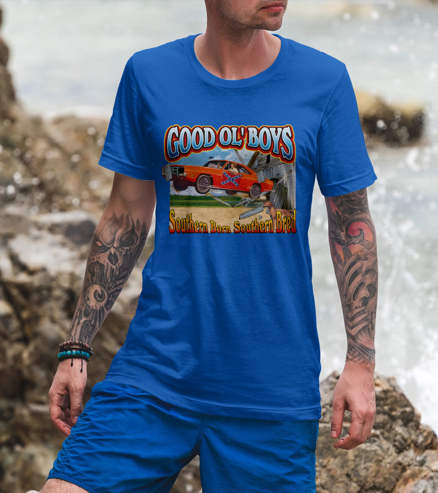 Good Ol' Boys Southern Born Southern Bred Dukes Of Hazzard Car Jump Scene T-Shirt