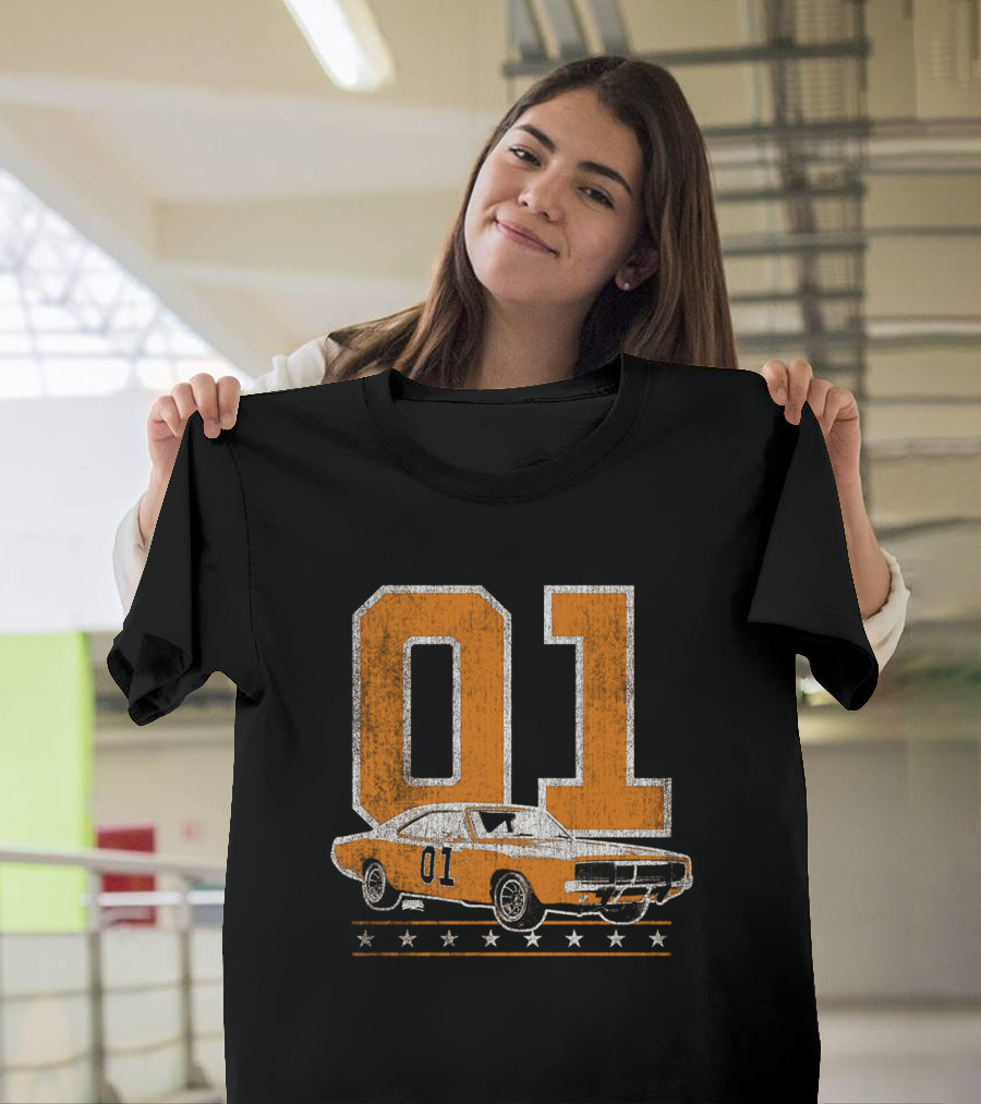01 General Lee Dukes of Hazzard Car Stars T-Shirt