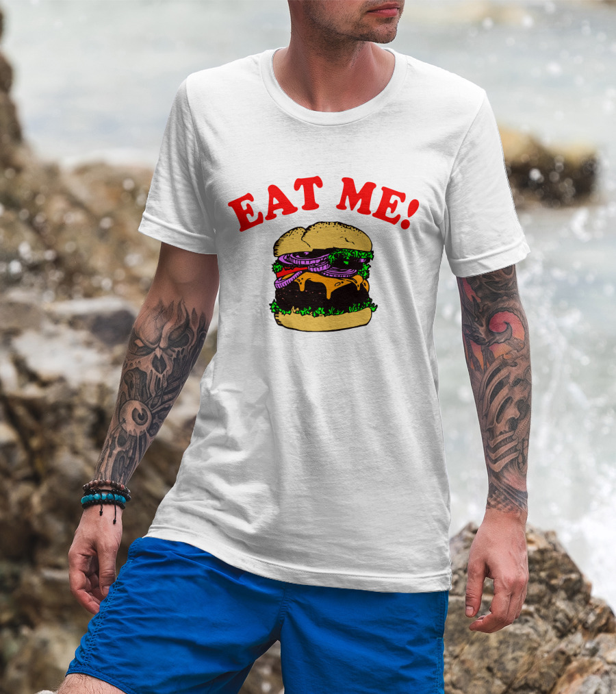 Captain Spaulding Eat Me Burger Text T-Shirt