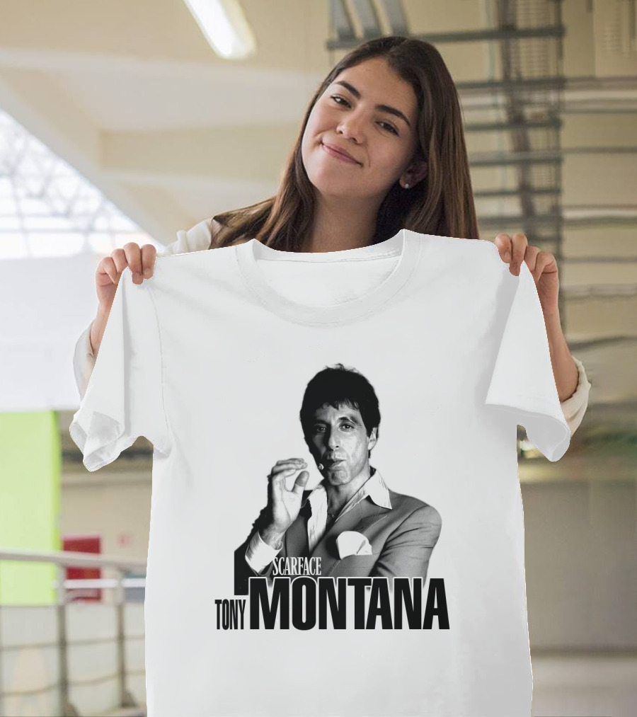 Scarface Tony Montana Cigar Black And White Photo T-Shirt